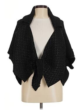 Candiss‎ Cole Tie Front Jacket Batwing Cardigan Textured Structural Black OS